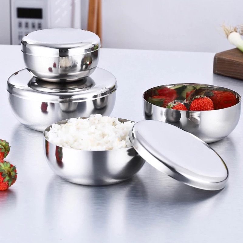 Mangkok Stainless Tutup Nasi Korea Mangkok Rice Bowl Stainless Steels

