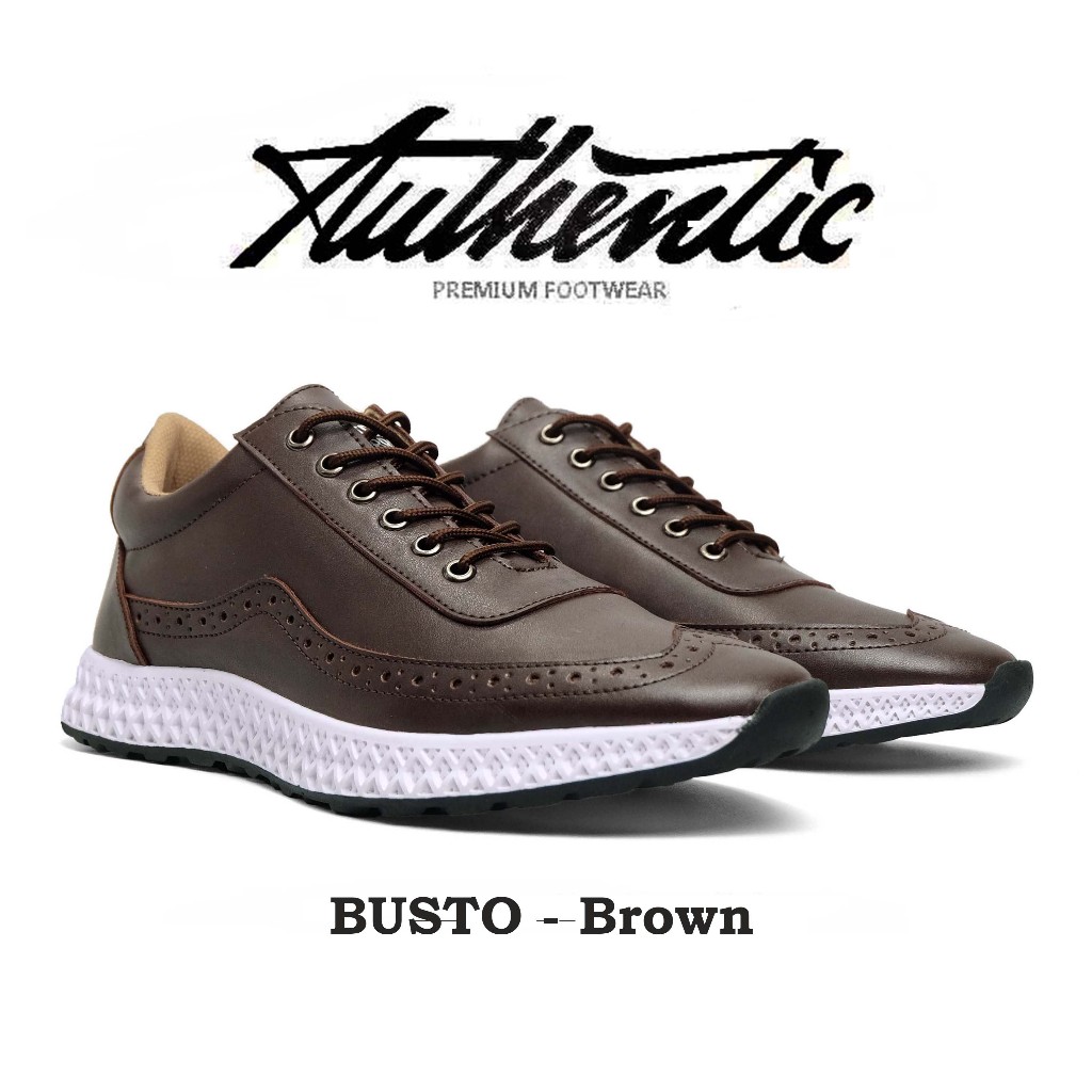 Sepatu Sneakers Pria Authentic Busto Brown Ukuran Besar