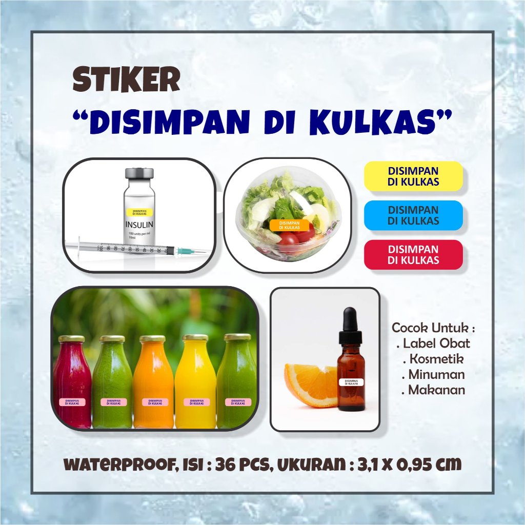 

36 pcs Stiker Disimpan Di Kulkas WATERPROOF Untuk Label Obat Kosmetik Minuman Makanan