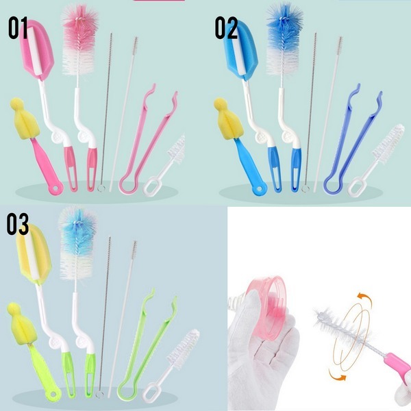 MOONBABY Sikat Botol Dot Bayi Baby Bottle Brush isi 7pcs M352