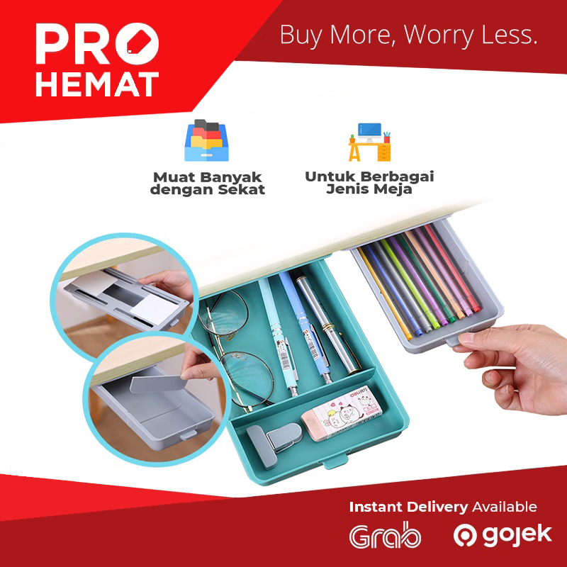 

PROHEMAT Laci Tempel Bawah Meja Tempat Kotak Tambahan Penyimpanan Serbaguna
