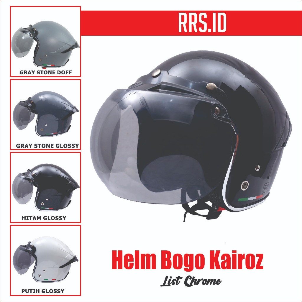 Helm Bogo Kairoz List Chrome Kaca Cembung