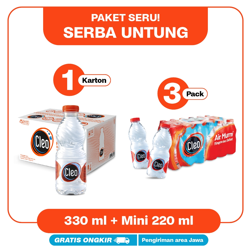 

Cleo Air Murni 220ml 3 packs + 330ml 1 karton