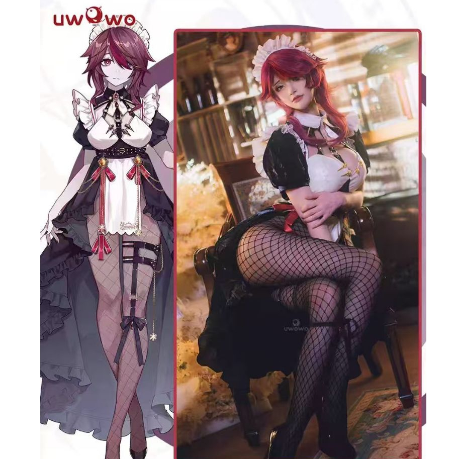 UWOWO Rosaria Cosplay Maid Costume Game Genshin Impact Fanart Cosplay Maid Dress