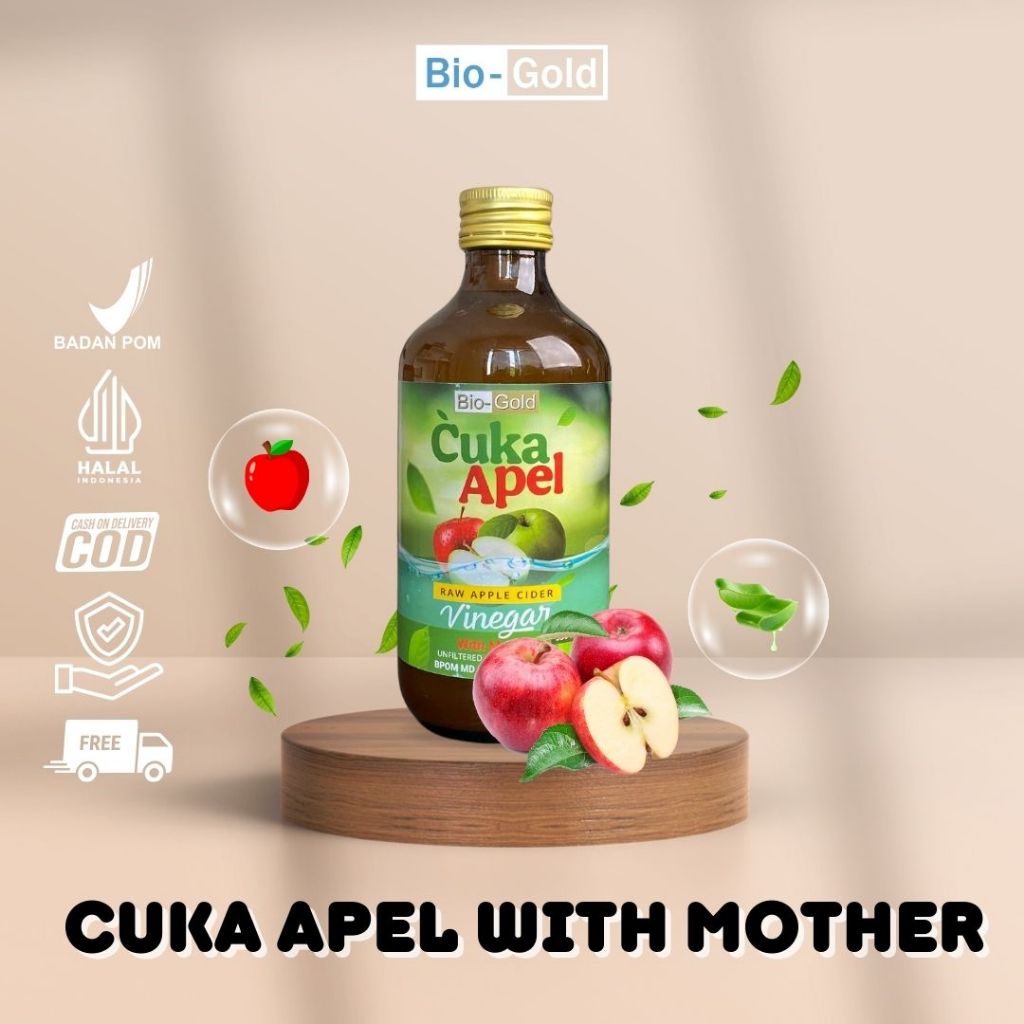 

Cuka Apel Bio Gold Raw Apple Cider Vinegar With Mother 330ML Menurunkan Risiko Penyakit Kanker, Membunuh Bakteri