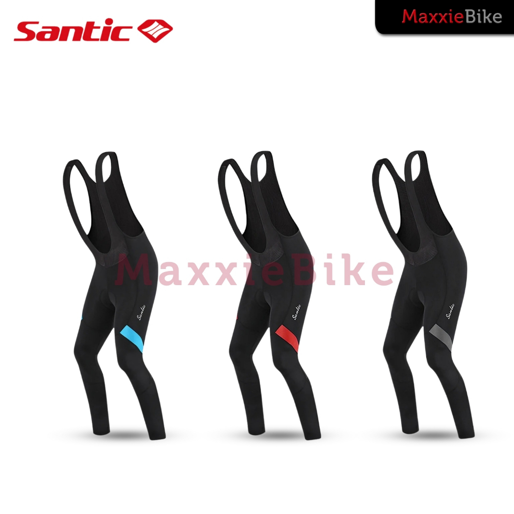 SANTIC Celana Sepeda Pria BIB Panjang WM9C04115 Cycling BIB Long Pants Travel Gray Men Padded Pading