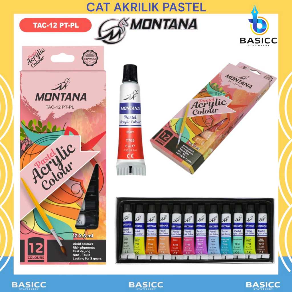 

Montana Cat Akrilik Pastel TAC 12 PT-PL | @1Set=12 Warna
