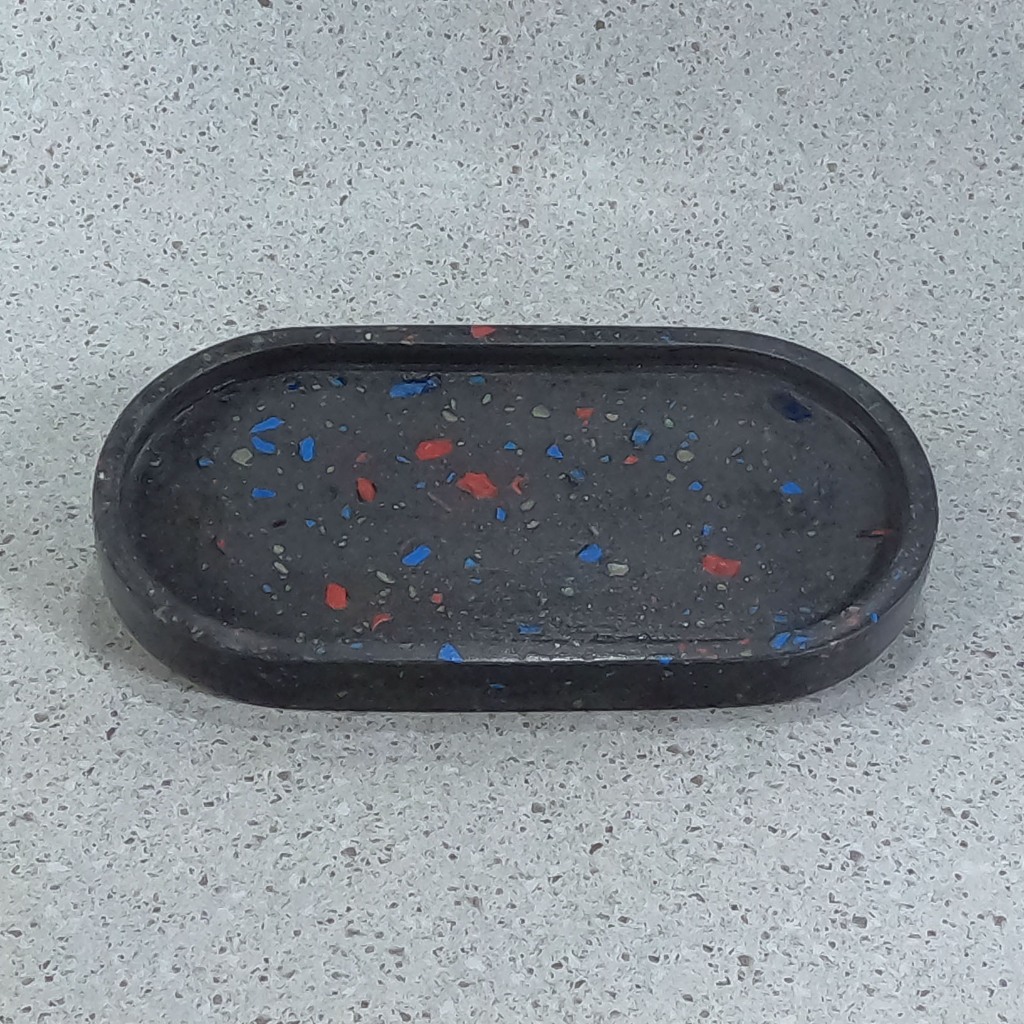 E0005 | Tatakan Gelas | Hitam | Terrazzo | Semen | Concrete Coaster/Tray (Glossy)