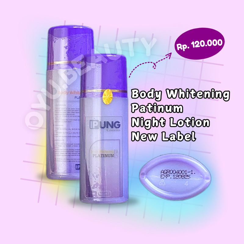 [IPUNG] Platinum Body Whitening Night Lotion Hb Pemutih Badan Platinum Hb malam anggur hb ungu