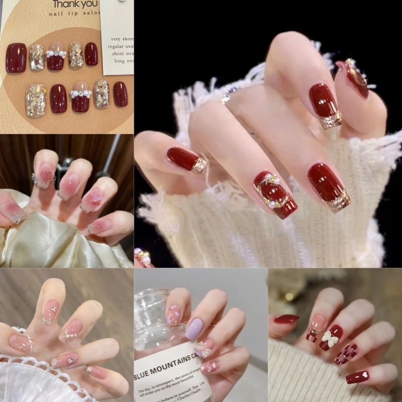 Press On Nails Kuku Palsu Nail Art + Lem Kuku Palsu Nail Art Kuku Palsu Anak Kuku Palsu