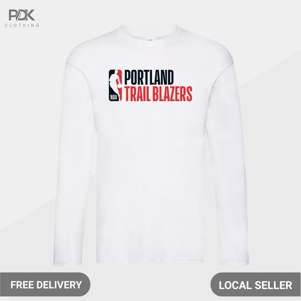 Kaos Pria Baju Lengan Panjang Basketball NBA Portland Blazers