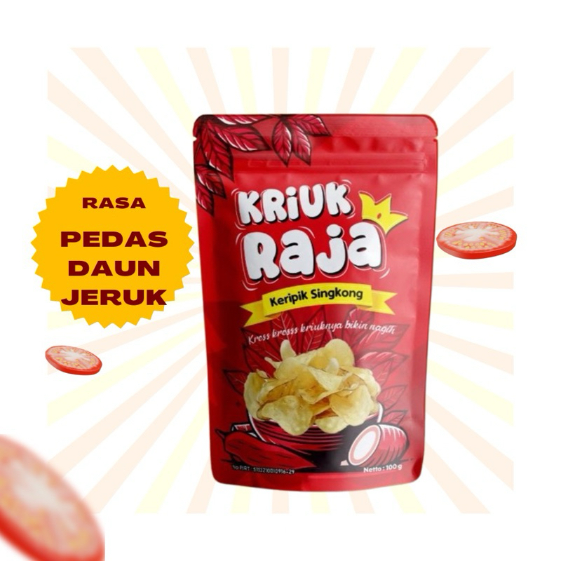 

100 Gram Keripik Singkong Pedas Daun Jeruk Kriuk Raja