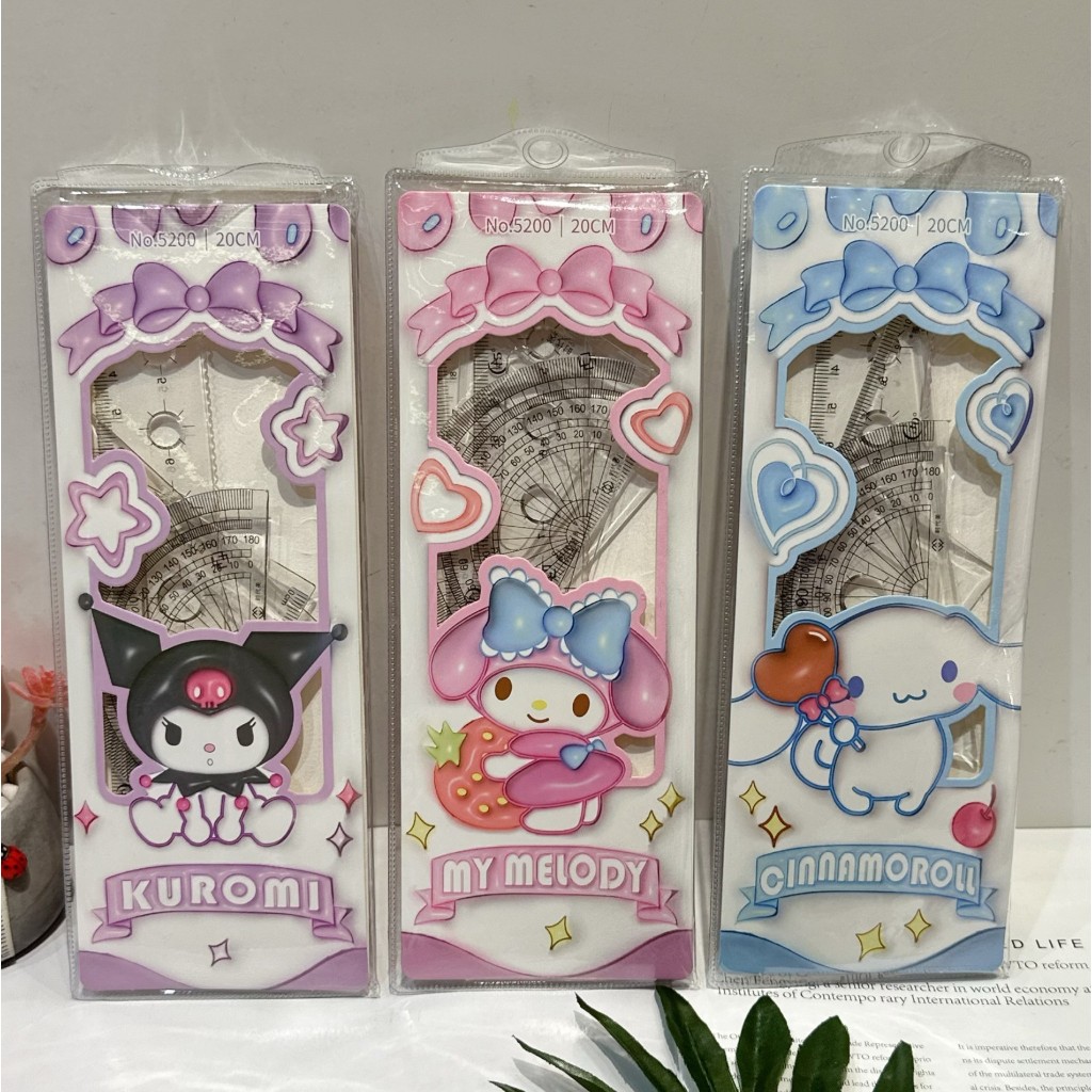 

5200 Set penggaris / perlengkapan sekolah dan kantor / mistar isi 4 tema sanrio capybara