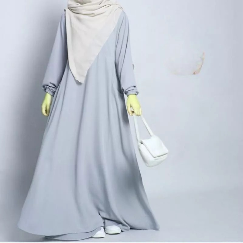 Gamis Perempuan Dewasa Remaja Polos Kekinian Jumbo Hitam Putih Wanita