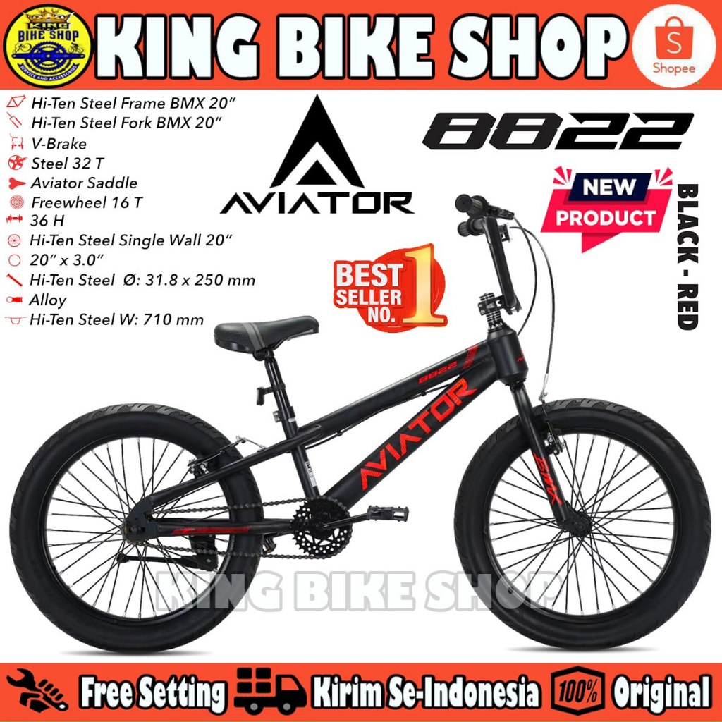 Sepeda Anak Laki BMX AVIATOR AT 8822 Ban Jumbo 3.0 Ukuran 20 Inch