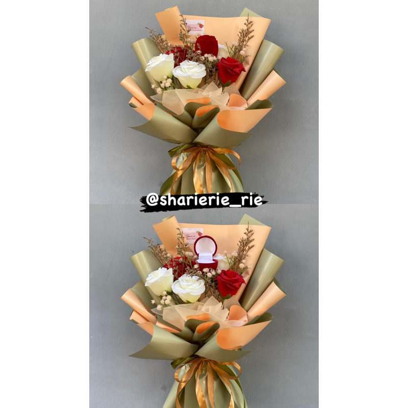 Buket Bunga + kotak Cincin| Buket Ulang Tahun| Buket Hari Guru| Buket Lamaran