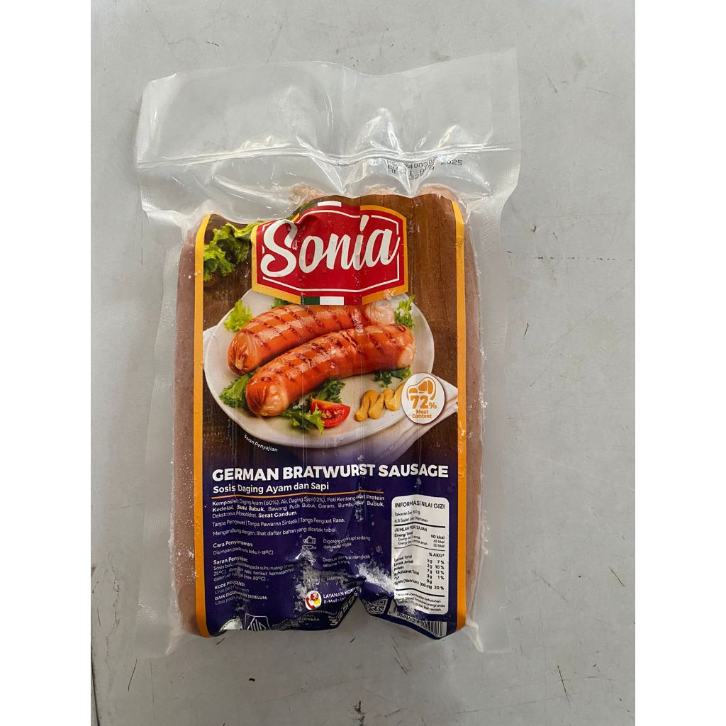 

Sonia German Bratwurst Sausage / Sosis Daging Ayam dan Sapi 325 Gram