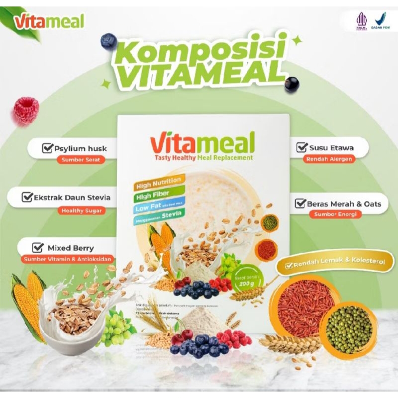 

VITAMEAL Sereal Bantu Menormalkan Turunkan Gula Darah Diabetes 200 ml BPOm