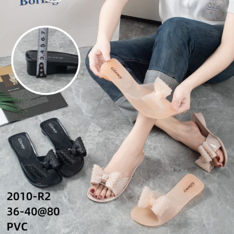 selop pita kaca Jelly wanita terbaru/sandal selop Jelly karet kekinian/sandal wanita viral  dan nyam