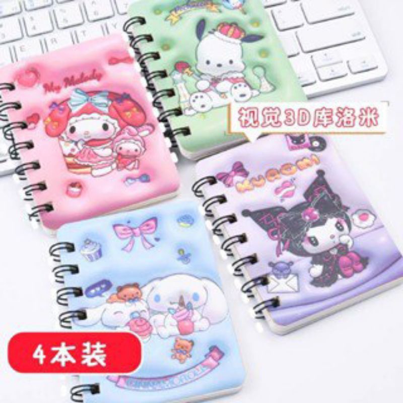 

Notebook Mini Ring Spiral Motif Sanrio 3D A7 / Buku Tulis Mini Import Lucu