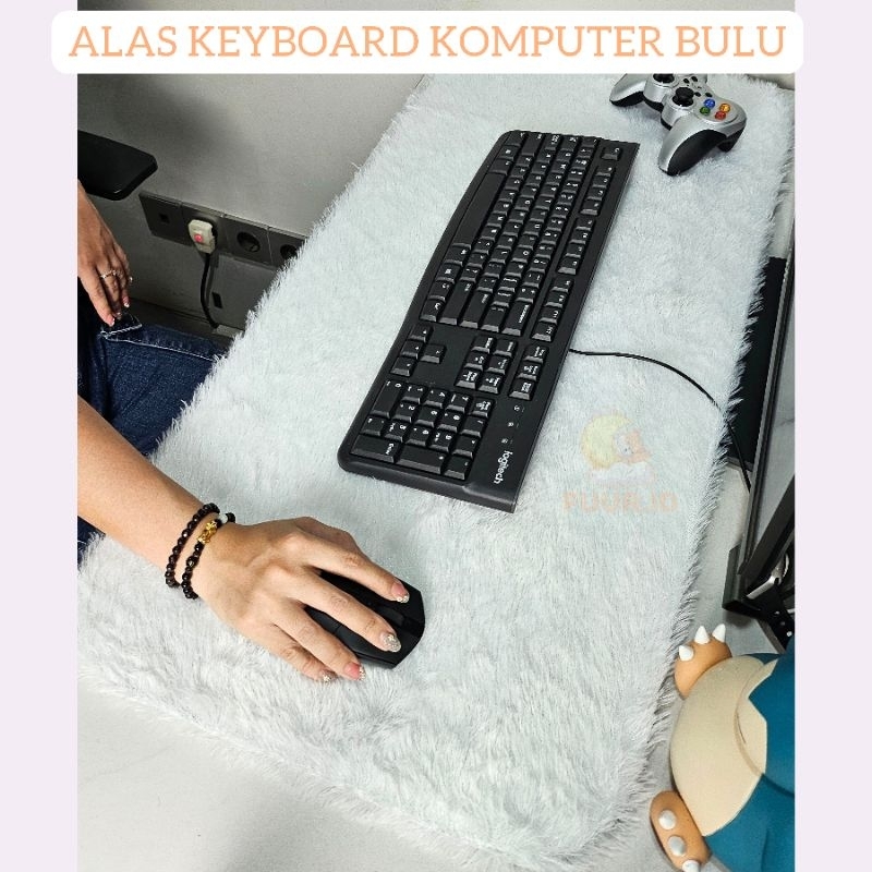 ALAS KEYBOARD KOMPUTER/DESKPAD/MOUSEPAD BULU AESTHETIC PREMIUM BESAR