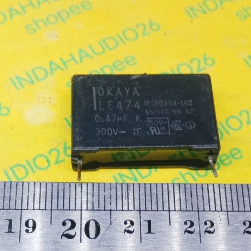 OKAYA 474 300V 23mm LE474 .47UF 470n 470nf mkm capasitor kapasitor  470 n nf   mkp mkt bukan 250v bu