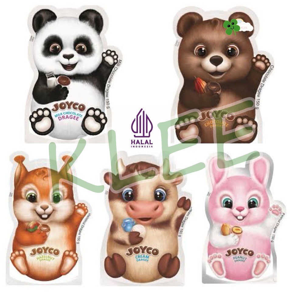 

JOYCO Milk Chocolate Dragee Cream Dragee Hazelnut Dragee Peanut Dragee - Chocolate Character Bear Cow Squirrel Panda Rabbit - Cokelat Karakter Beruang Sapi Tupai Panda Kelinci 150g