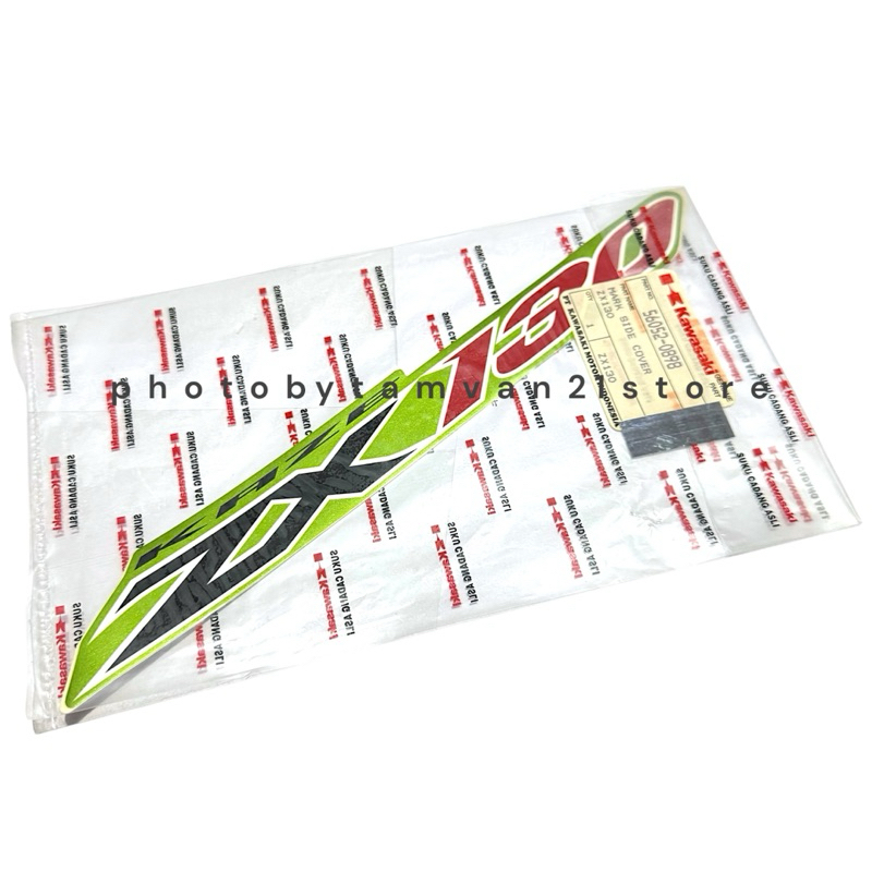 NOS STRIPING STICKER EMBLEM ZX 130 ZX130 HIJAU ORIGINAL KAWASAKI