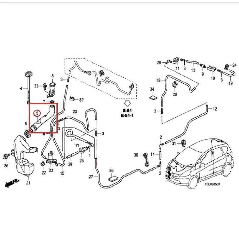 leher tabung wiper honda jazz ge8 2008 2009 2010 2011 2012 2013 ori