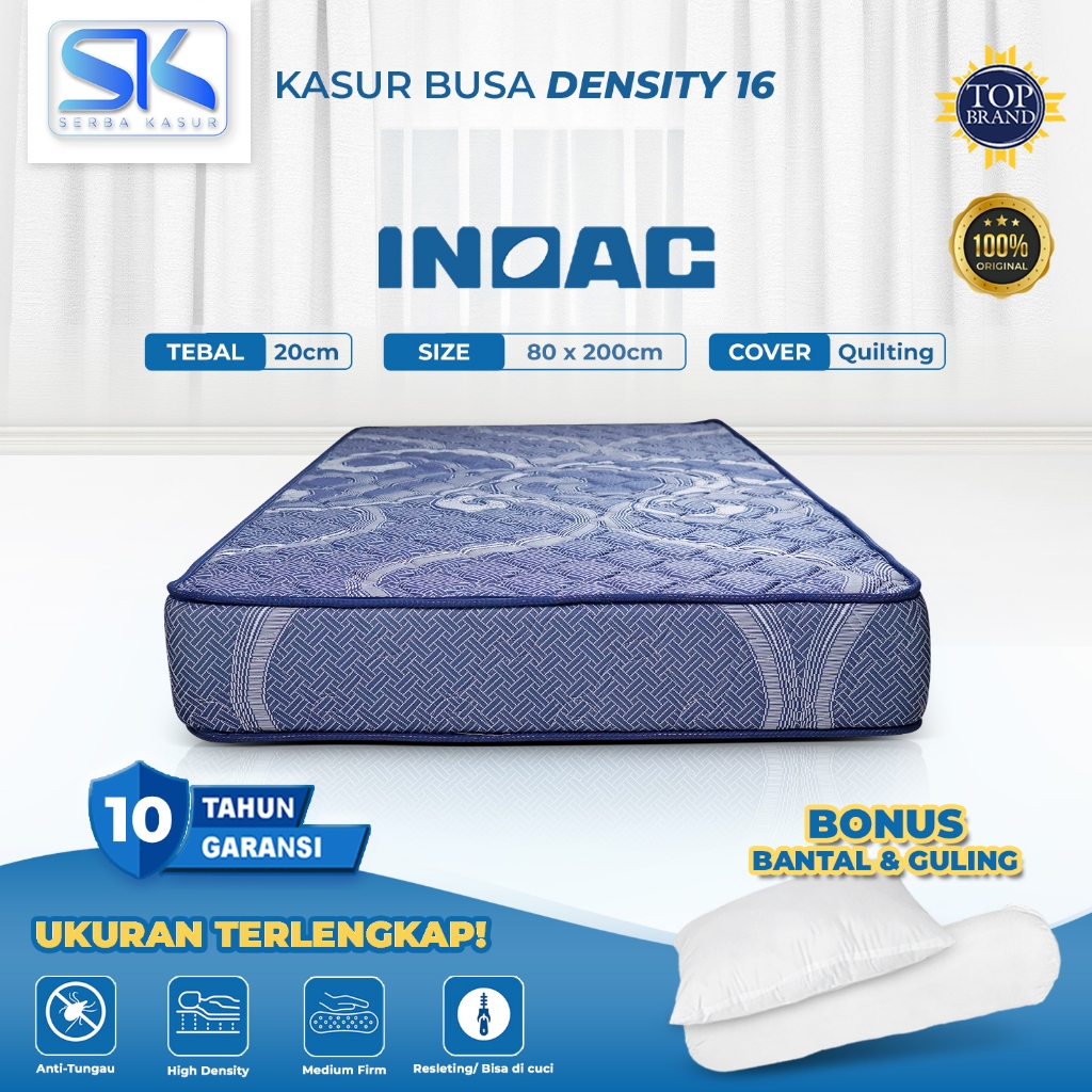 SERBA KASUR - Kasur Busa INOAC Original D16 Tebal 20CM Garansi Resmi 10 Tahun Cover Quilting Semua U