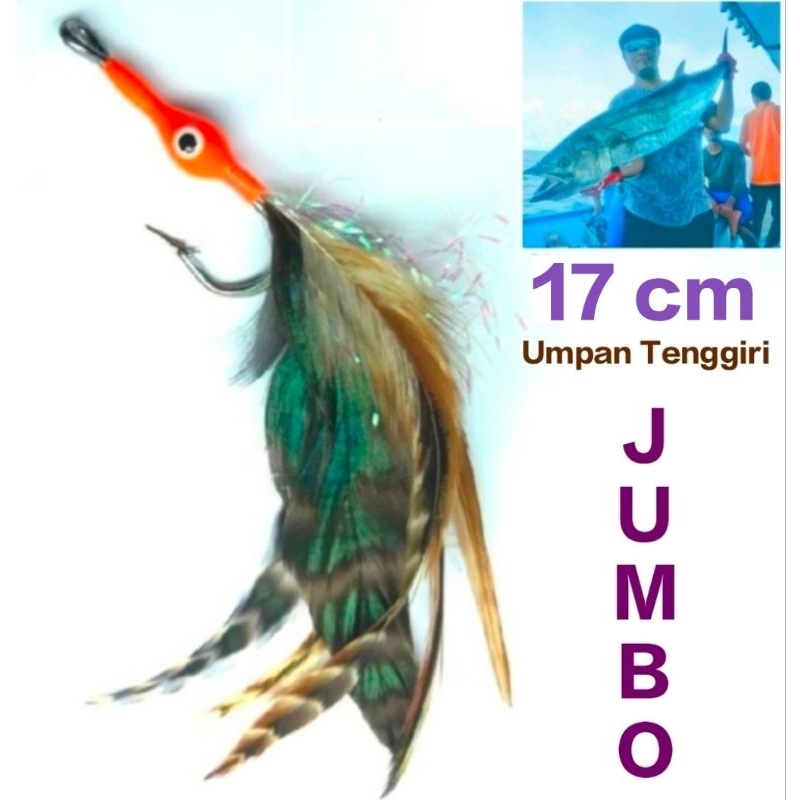 umpan Jigging bulu ekor dan  lancur leher ayam jantan khusus pilihan untuk umpan pancing umpan ikan 