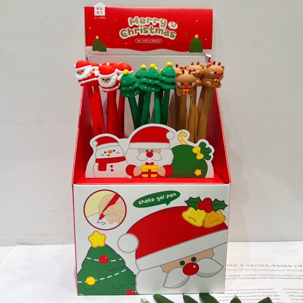 

7768 Pulpen gel silikon bentuk lucu tema tanaman natal