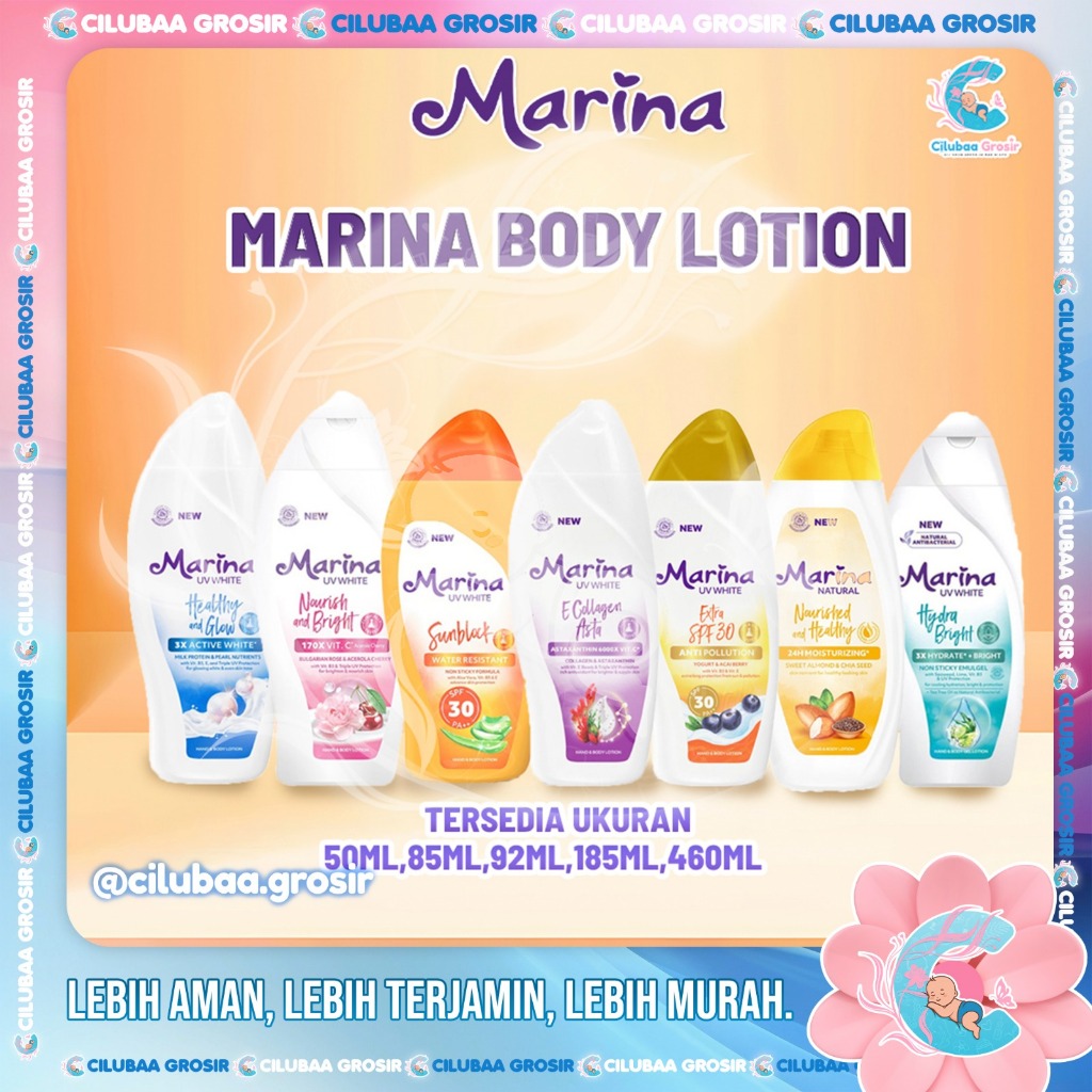 MARINA Hand & Body Lotion UV White 50ml 92ml 185ml 460ml || Marina Body Lotion || Sunblock
