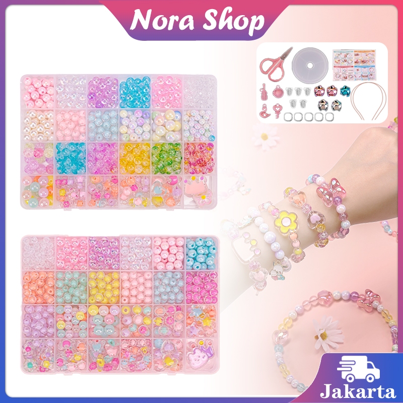 DIY Gelang Set Manik Manik Kristal Dopamin Aksesoris Gelang Kreatif Anak Mainan Manik Anak