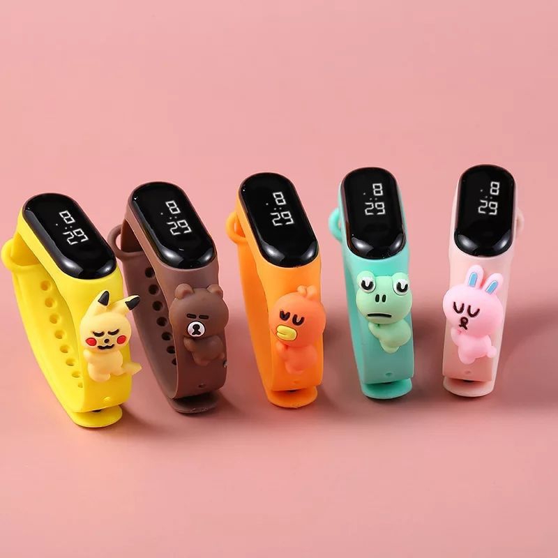 Wbs Jam Tangan Digital Elektronik Tahan Air LED Rubber Ip67 Motif Kartun Anak Laki-Laki Perempuan