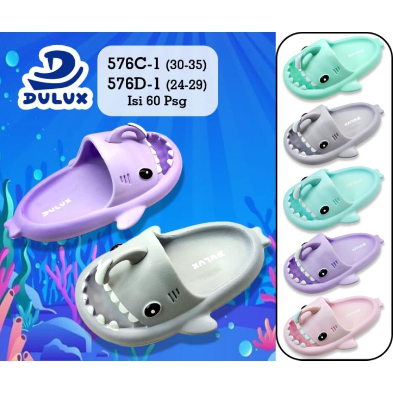 sandal. karet anak cewek kecil motif ikan hiu