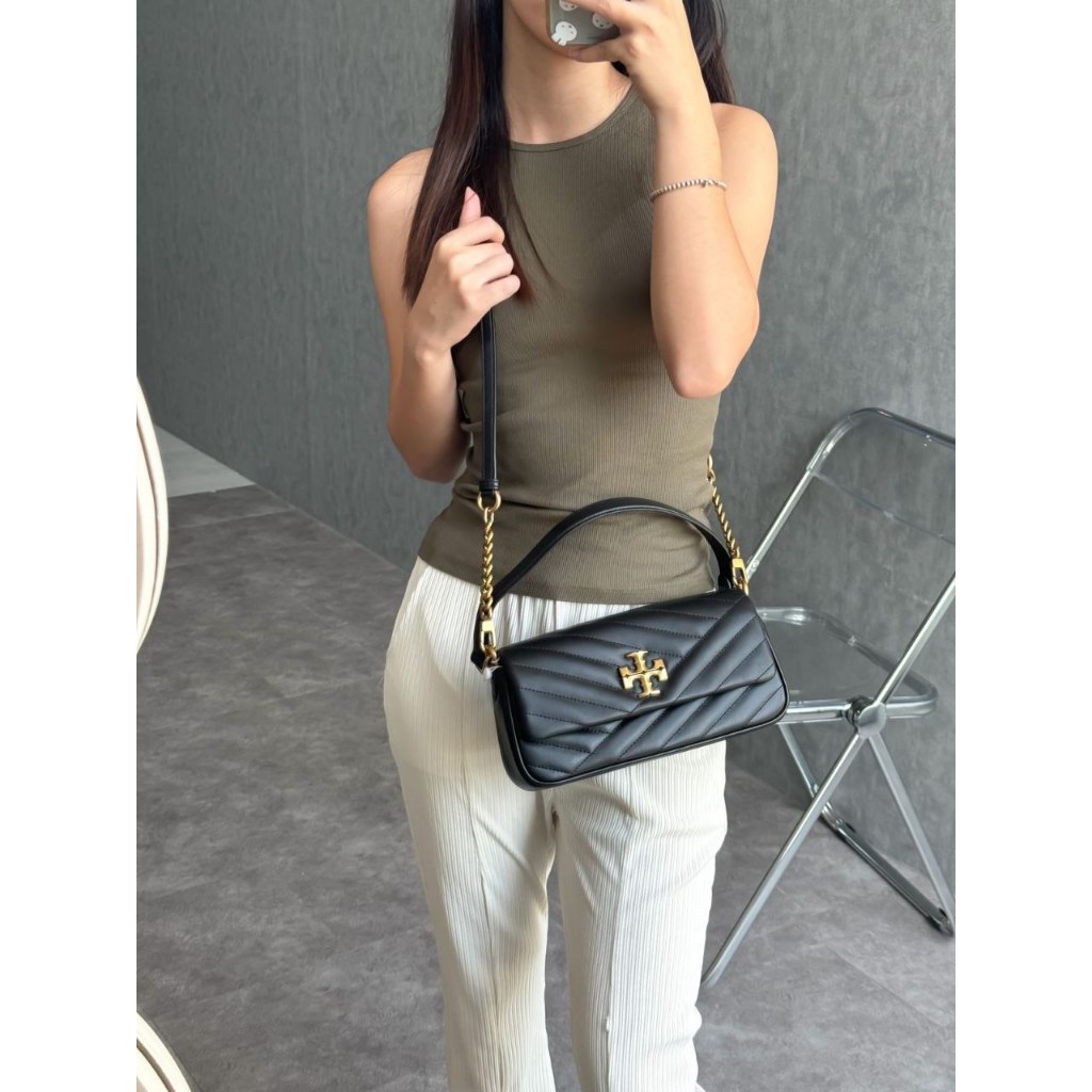 Tas Wanita TB Tor Bur Kira Chevron Small Shoulder Bag Black (dapat 2 strap) Original