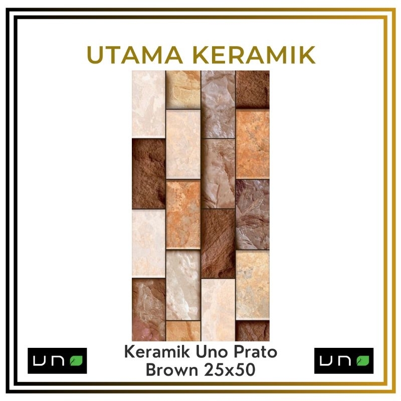 Keramik Uno Prato Brown 25x50 KW 1 - Keramik dinding batu