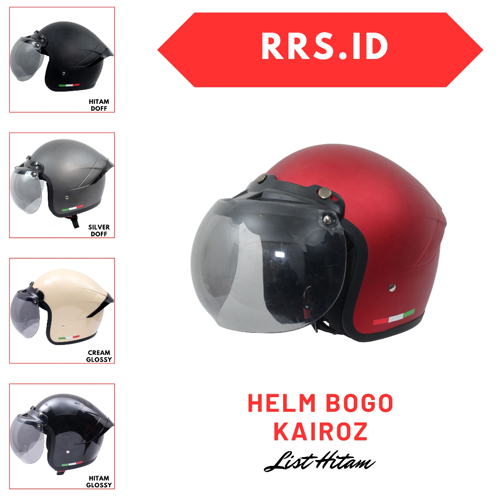 Helm Bogo Kairoz List Hitam Kaca Cembung