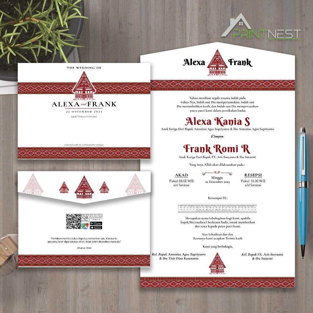 Undangan Pernikahan Tema Batak Amplop Rustic Desain Terbaru Jasmine Glitter Tebal Cepat Murah Unik S