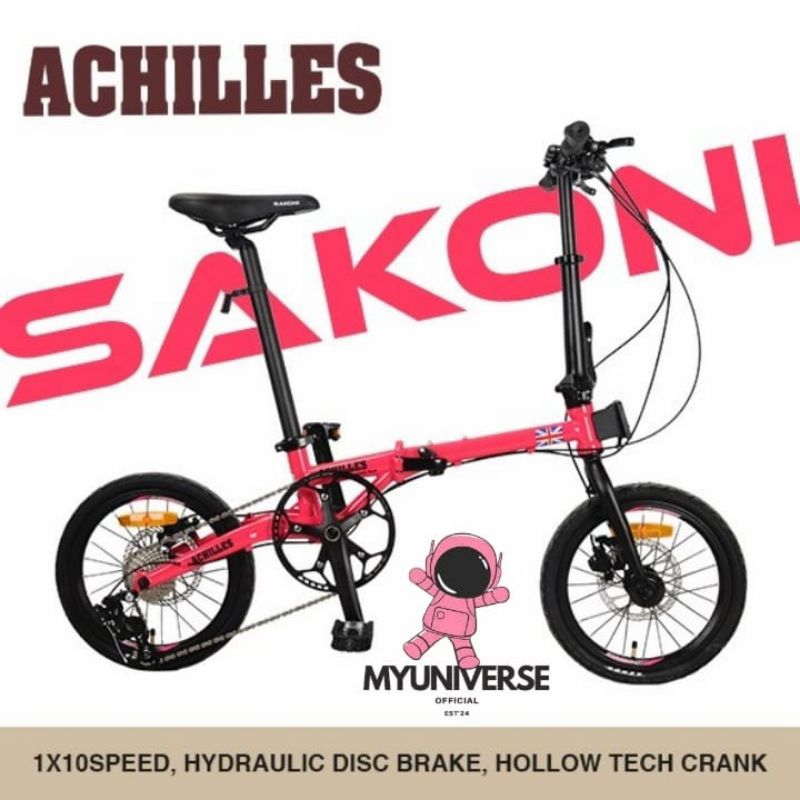 SEPEDA LIPAT SAKONI ACHILLES GREAT BRITAIN 16 INCH 10 SP HYDRAULIC ORI MURAH