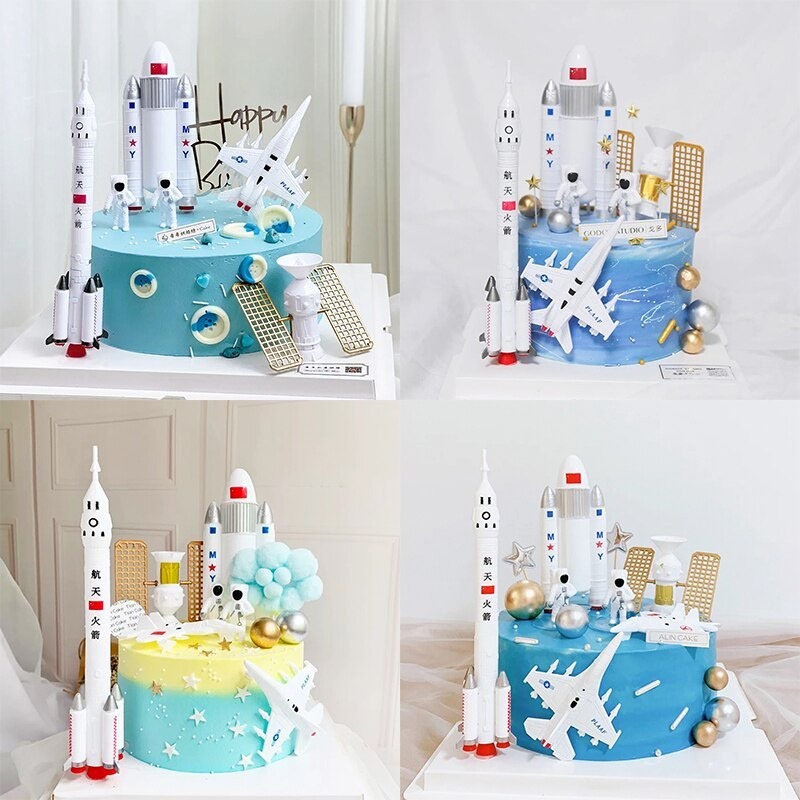 * Mka * Hiasan Cake Topper Tema Astronot Planet Luar Angkasa / Dekorasi Kue Ulang Tahun Astronot