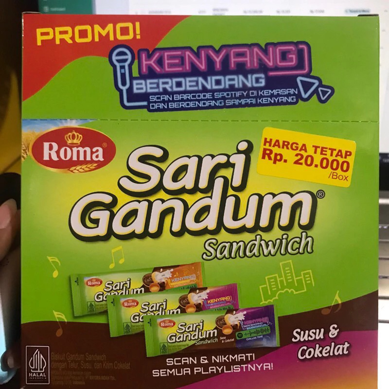 

Roma Sari Gandum Rasa Coklat Box isi 12