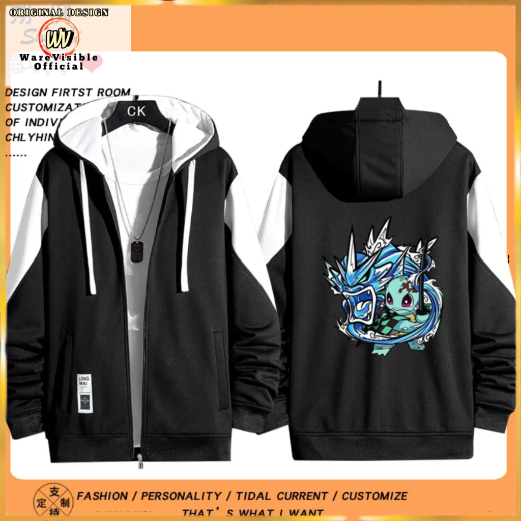 WareVisible Jacket Hoodie ZIPPER POKEMON Oversize Korean Style Kombinasi Unisex Premium