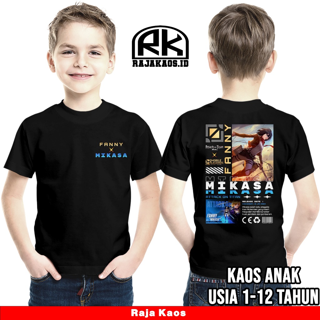 KAOS ANAK MOBILE LEGEND FANNY MIKASA - KAOS FANNY ASSASIN - KAOS NYAMAN DAN ADEM UNISEX