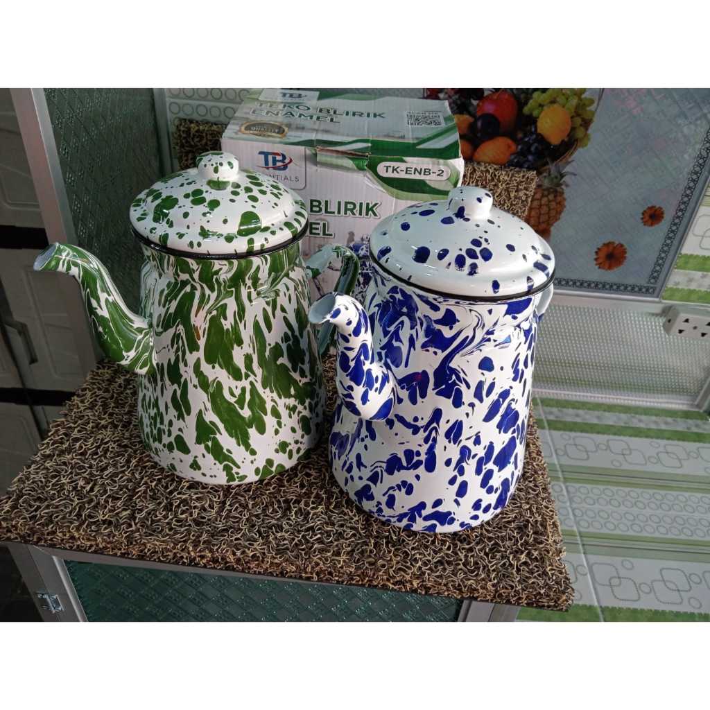 TEKO BLIRIK ENAMEL JUMBO/ESKAN ENAMEL JUMBO BLIRIK HIJAU/BIRU