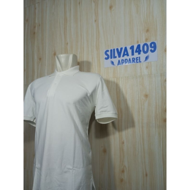 SILVA APPAREL I POLO SHIRT KAOS KRAH BAHAN LACOSTE CVC WARNA PUTIH