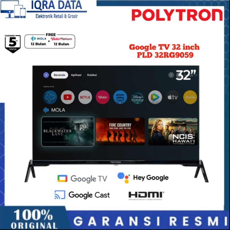 TV POLYTRON 32 INCH GOOGLE TV - Youtube/Netlix - Google Voice - Bluetooth - Voice - PLD32RG9059