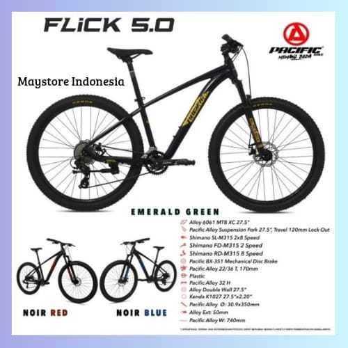 SEPEDA MTB 27.5 PACIFIC FLICK 5.0 ALLOY MURAH BERKUALITAS,SEPEDA GUNUNG READY SEMUA WARNA - BERGARAN