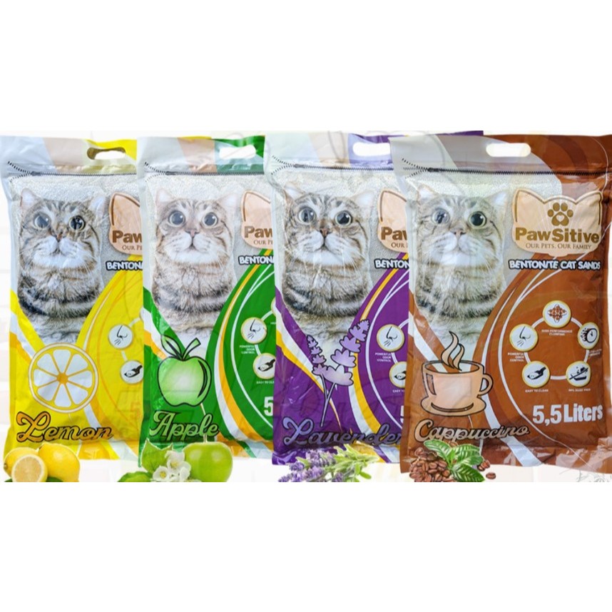 PASIR KUCING GUMPAL WANGI PAWSITIVE 5,5 L